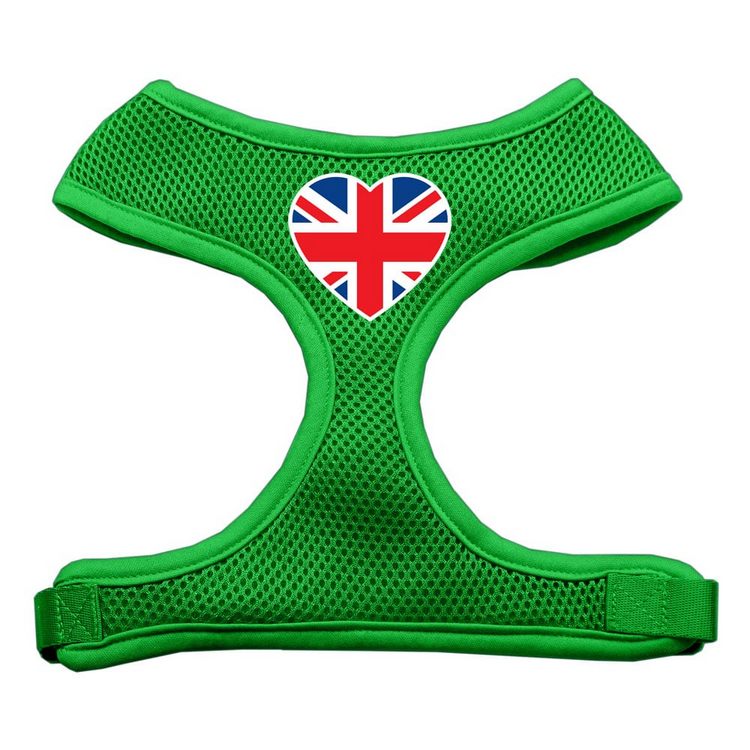 Heart Flag UK Screen Print Screen Print Mesh Pet Harness Emerald Green